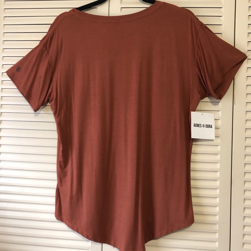 Agnes & Dora NWT size Large Short Sleeve Top- Mocha - Picture 7 of 7